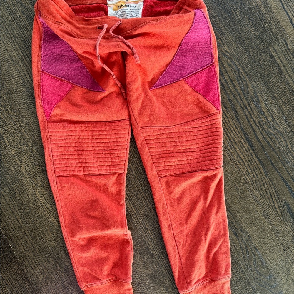 Aviator Nation Women's Red Drawstring Jogger Pants